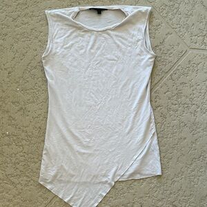 Harve Benard Asymmetrical White Sleeveless Blouse